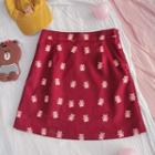 Bear Print Mini Skirt
