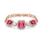 Luxurious Plated Rose Golden Bracelet With White And Rose Red Cubic Zircon