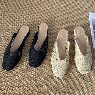 Eyelet Flat Mules
