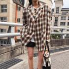 Single-breasted Oversized Plaid Blazer