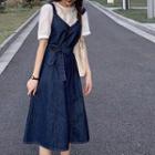 Short-sleeve Blouse / Spaghetti Strap Denim Dress
