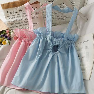 Ruffled-trim Peplum Halter Top In 5 Colors
