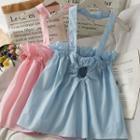 Ruffled-trim Peplum Halter Top In 5 Colors