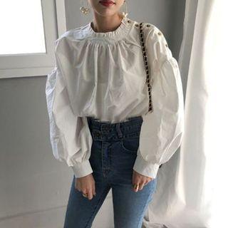 Puff-sleeve Blouse White - M