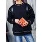 Brushed-fleece Lined Stitched Sweatshirt With 10 Colors