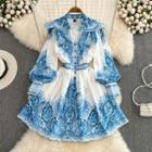 Long Sleeve Printed Ruffle Dress
