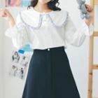 Frill Trim Collared Blouse