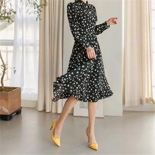 Rhinestone-trim Floral Print Dress