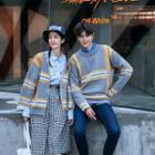 Couple Matching Patterned Sweater/ Open-front Cardigan