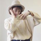 Ribbed Long-sleeve Knit Sweater