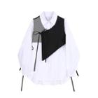 Set: Plain Shirt + Vest White - One Size