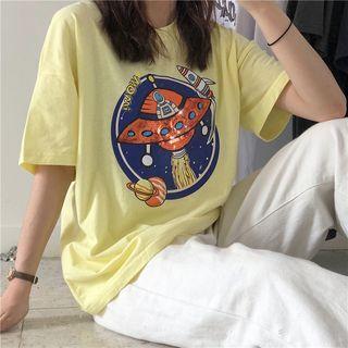 Short-sleeve Cartoon Crew Neck T-shirt