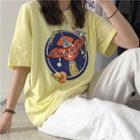 Short-sleeve Cartoon Crew Neck T-shirt