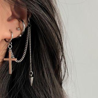 Alloy Cross & Chain Dangle Earring