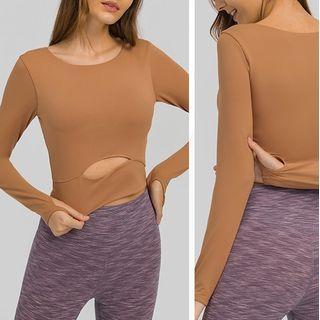 Long-sleeve Cutout Sports Crop Top / Yoga Pants