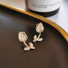 Cat Eye Stone Rose Earring 1 Pair - S925silver Earrings - One Size