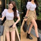 Short-sleeve Top / Mock Two-piece Skirt