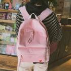 Heart Embroidered Corduroy Lightweight Backpack