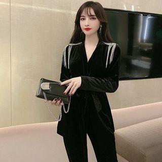 Set: Velvet Jacket + Boot-cut Pants