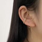 Threader Earring With Rhinestone Ear Cuff 1 Pc - Gold - One Size