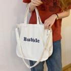 Lettering Canvas Tote Bag Bubble - White - One Size
