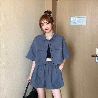 Set: Short-sleeve Cropped Jacket + Shorts