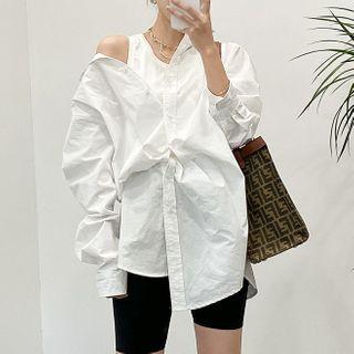 Set: Plain Long-sleeve Shirt + Tank Top