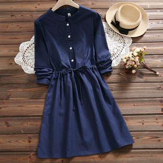 Long-sleeve A-line Embroidered Dress