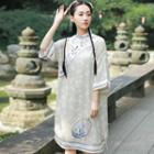 Embroidered 3/4-sleeve Hanfu Dress