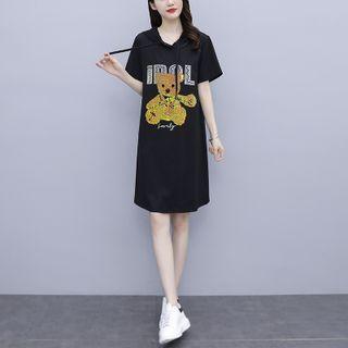 Short-sleeve Hooded Bear T-shirt Dress
