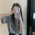 Crew-neck Two Tone Striped Short-sleeve Tee