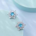 925 Sterling Silver Rhinestone Snowflake Earring As Shown In Figure - One Size