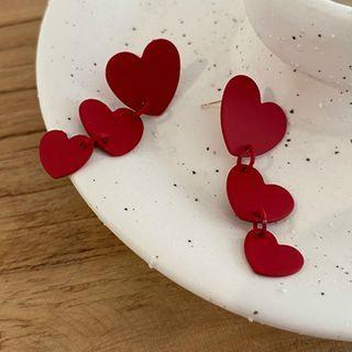 Alloy Heart Dangle Earring 1 Pair - Silver Needle Earring - One Size