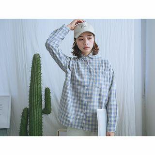 Plaid Shirt Plaid - Beige & Blue - One Size