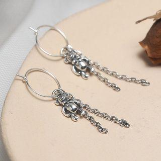 925 Sterling Silver Bear Fringed Earring 1 Pair - As Shown In Figure - One Size