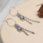 925 Sterling Silver Bear Fringed Earring 1 Pair - As Shown In Figure - One Size