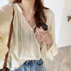 Hood Long-sleeve Top Almond - One Size