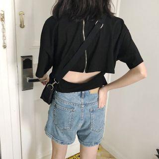 Open Zipper-back Cropped Top