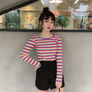 Rainbow Striped Long-sleeve Top