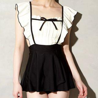 Square-neck Ruffle Swim Dress