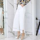 Patterned Frilled Blouse / Cuffed Wide-leg Pants