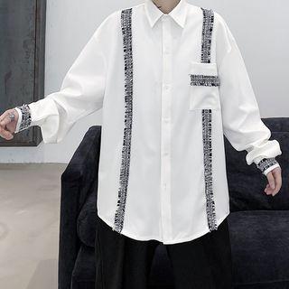Tweed Panel Long-sleeve Shirt