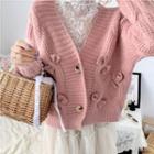 Bow Cardigan / Mock-neck Lace Top