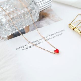 Stainless Steel Heart Pendant Necklace Xl3082 - Heart - Red - One Size