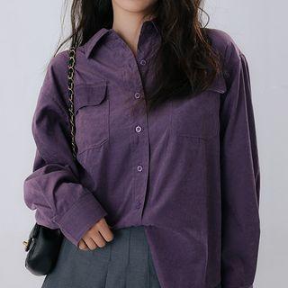 Long Sleeve Pocket Detail Plain Shirt