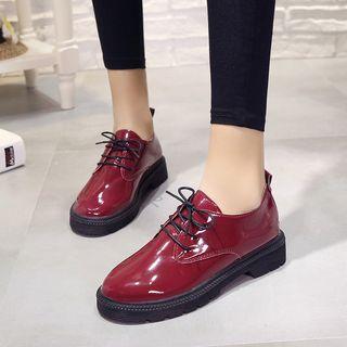 Patent Lace-up Casual Shoes