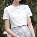 Short-sleeve Pearl Accent T-shirt