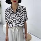 Zebra Print Chiffon Short-sleeve Shirt