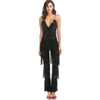 Spaghetti Strap Fringed Jumpsuit