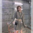 Set: Plaid Cropped Blouse + Mini A-line Skirt